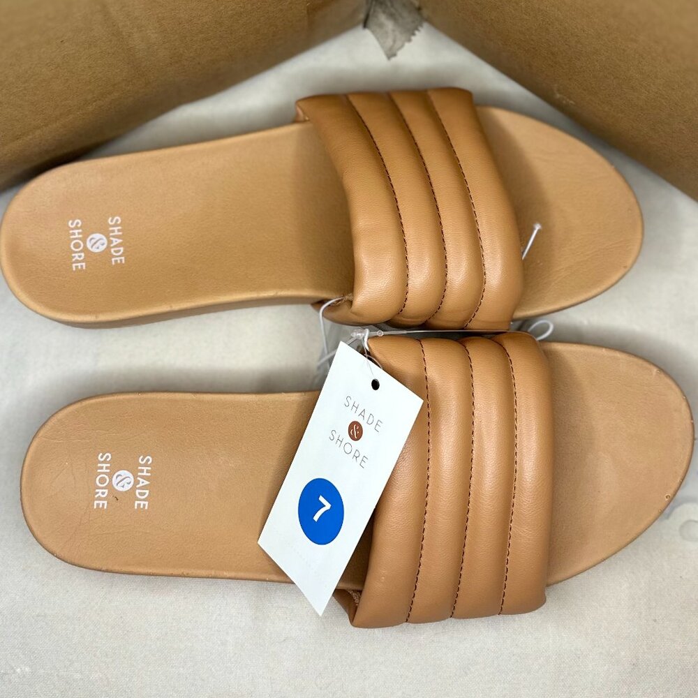 Shade & Shore Kendra Single band slide in  tan/beige size 7. - Picture 4 of 5